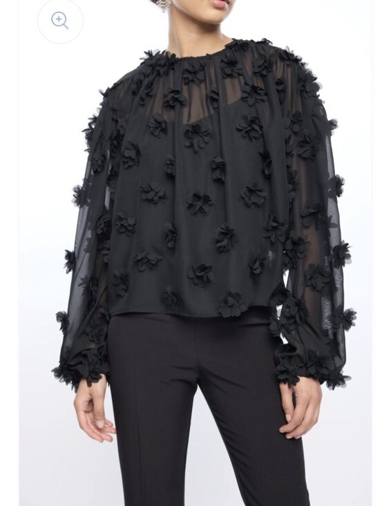Generation Love Tops - Generation Love Shea 3D Floral Blouse Black M NWT